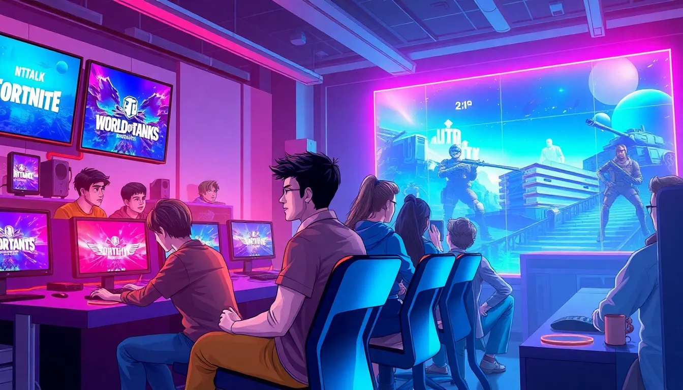 diverse gamers engaged in an MMO gaming session.